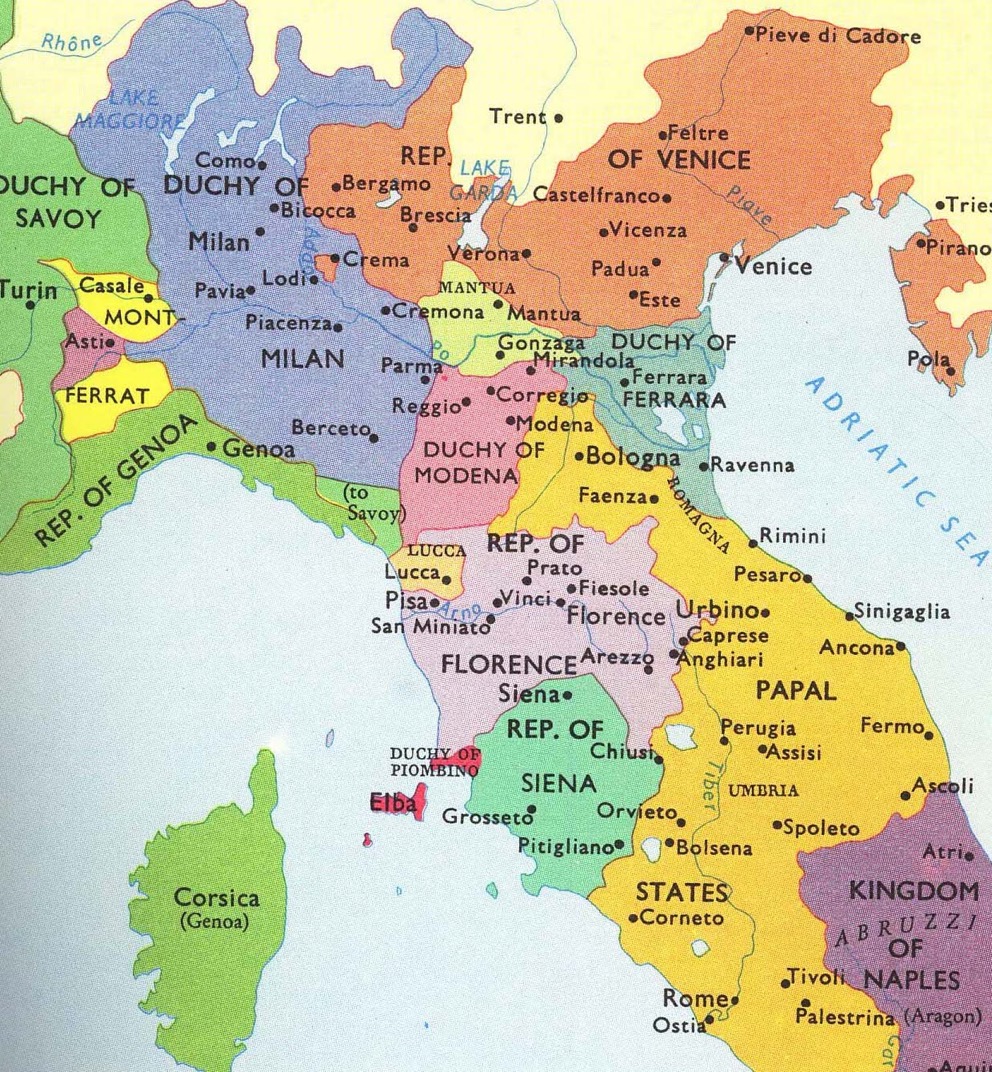 Boundaries adter the Peace of Lodi (1454)