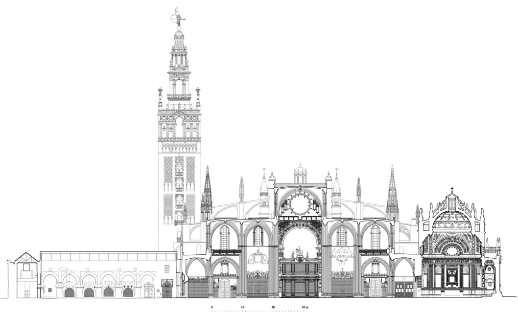 Sección por la Cabecera del Templo de Sevilla