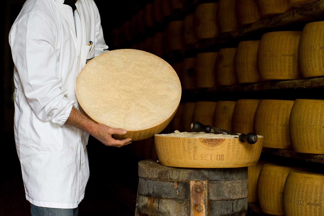 Parmigiano cut in half